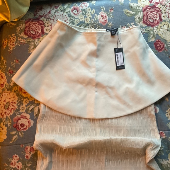 NWT PrettyLittleThing ALMOND OVERLAY DETAIL TEXTURED WOVEN MAXI SKIRT Size 4 - Picture 5 of 7